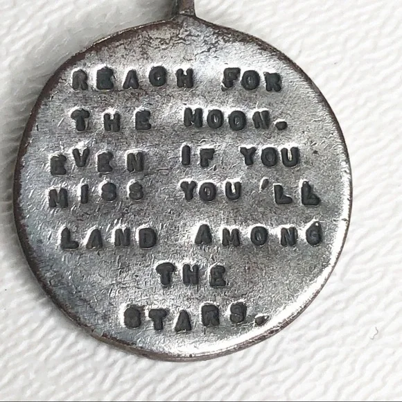 Reach For The Moon Quote Necklace Sterling Silver - Picture 3 of 8